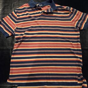 Ralph Lauren Vibrant Striped Polo - Navy, Orange, Yellow Vintage